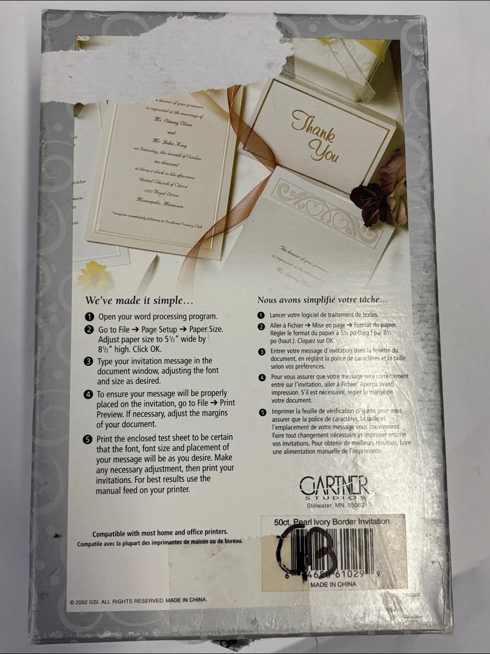 Gartner Wedding Invitations and Thank You Notes